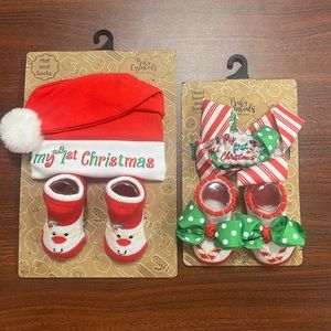 Baby Essentials - “My 1st Christmas” Hat/Bow and Bootie Set